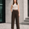 Brązowe spodnie Slawia 03.02R – widok z przodu